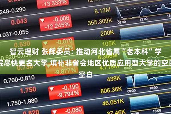 智云理财 张辉委员: 推动河北省属“老本科”学院尽快更名大学 填补非省会地区优质应用型大学的空白